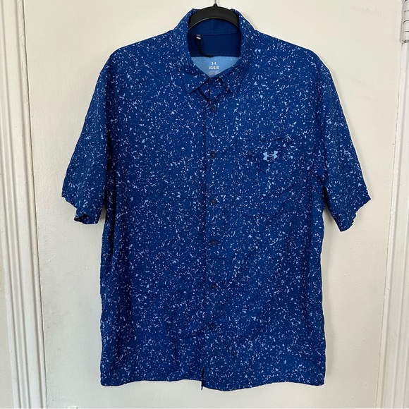Under Armour Men's Large UA Dockside Short Sleeve Shirt Blue Fishing UPF - Picture 1 of 6